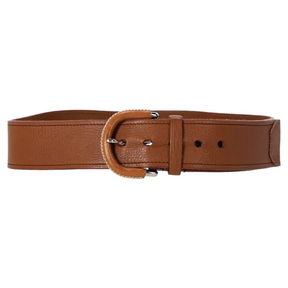 Prada Grained Belt in Brown Leather